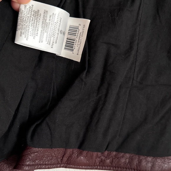 BCBG MAXAZRIA Burgundy Moto Zip Leather Jacket XXS $598 - Picture 8 of 10